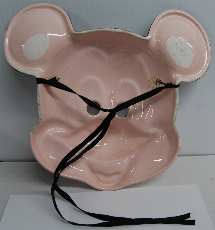 1980s Mickey Mouse Face - 8" Ceramic Hanging Wall Art / Mask - Hand Painted - RO Japan