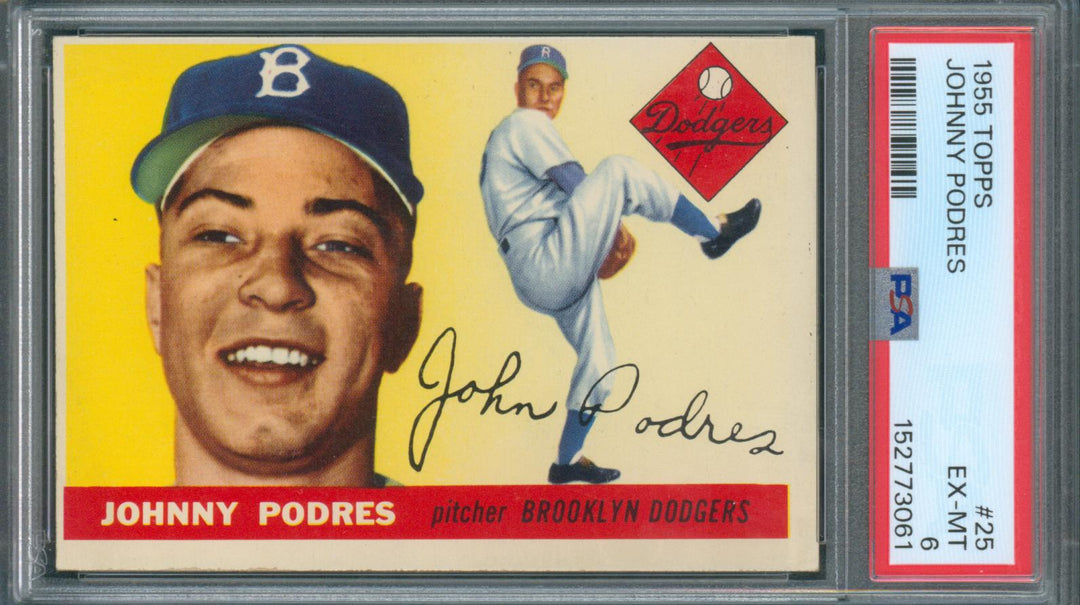 1955 Topps Baseball Johnny Podres #25 PSA 6 EX-MT