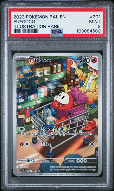Pokemon 2023 PAL EN Fuecoco #201 Illustration Rare PSA 9