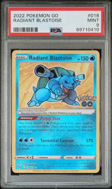 Pokemon Go 2022 #018 Radiant Blastoise PSA 9