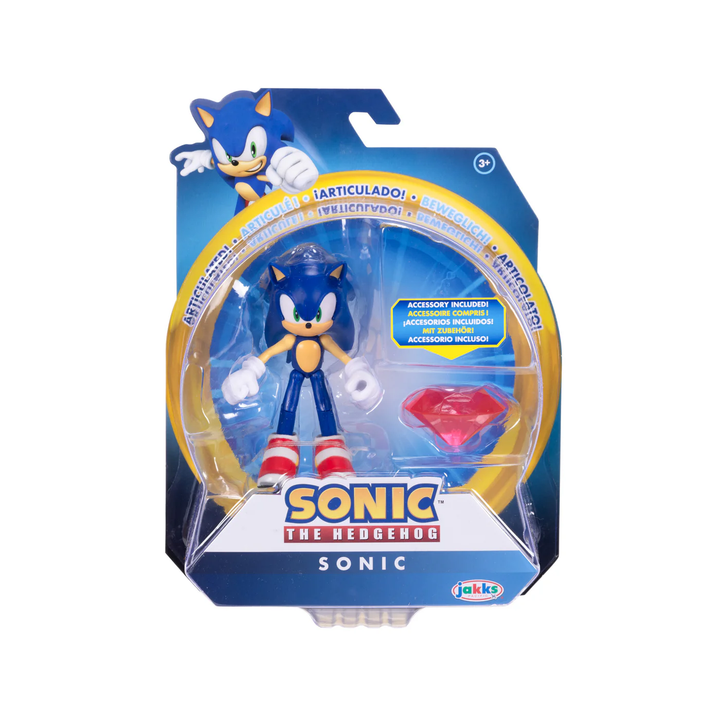 Sonic The Hedgehog Wave 20 Modern "Grind Shoes: Sonic w/ Red Chaos Emerald 4in Figure