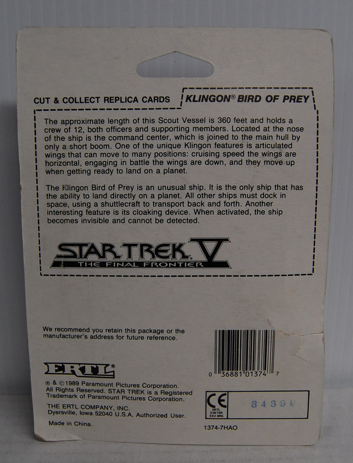 Star Trek V: The Final Frontier - Klingon Bird of Prey - Die-Cast 1989 Ertl #1374