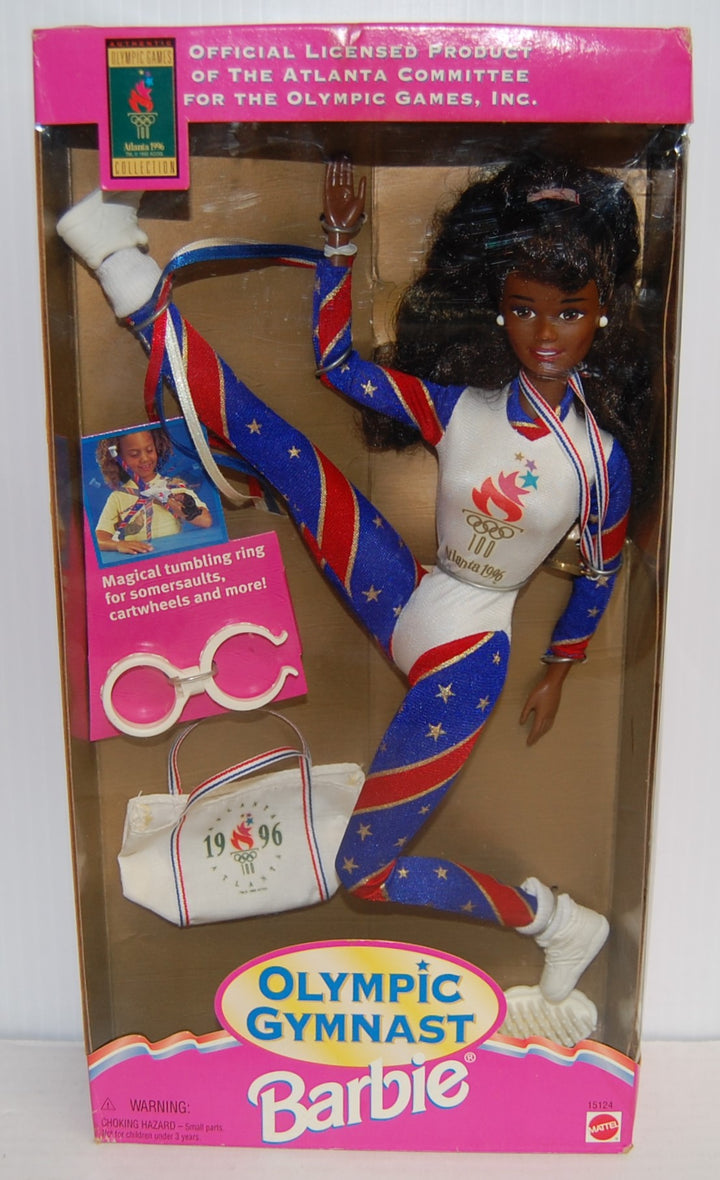 NRFB Barbie 1996 ATL Olympic Gymnast African American Doll 1995 #15124