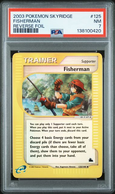 Pokemon 2003 Skyridge #125 Fisherman Reverse Foil PSA 7