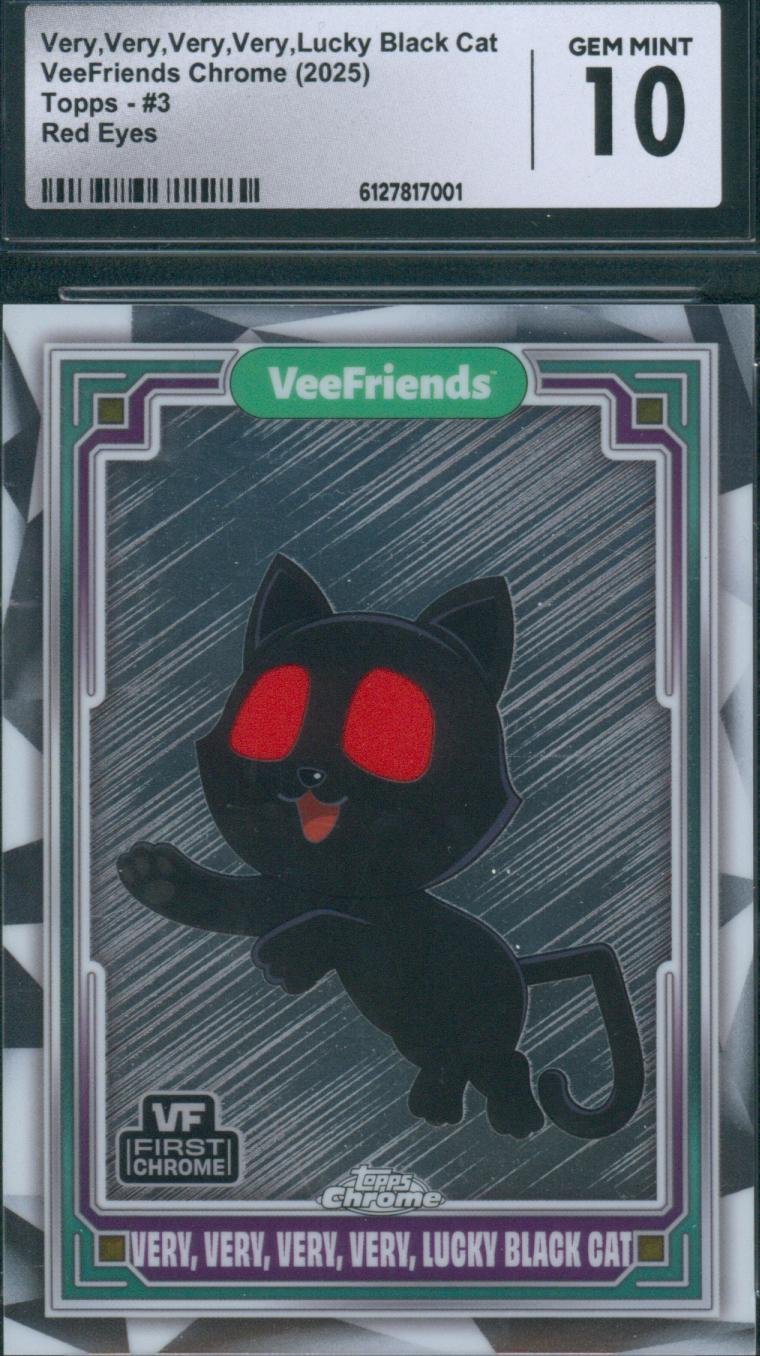 2025 Topps Chrome VeeFriends Very, Very, Very, Very, Lucky Black Cat #3 Red Eyes CGC GM 10
