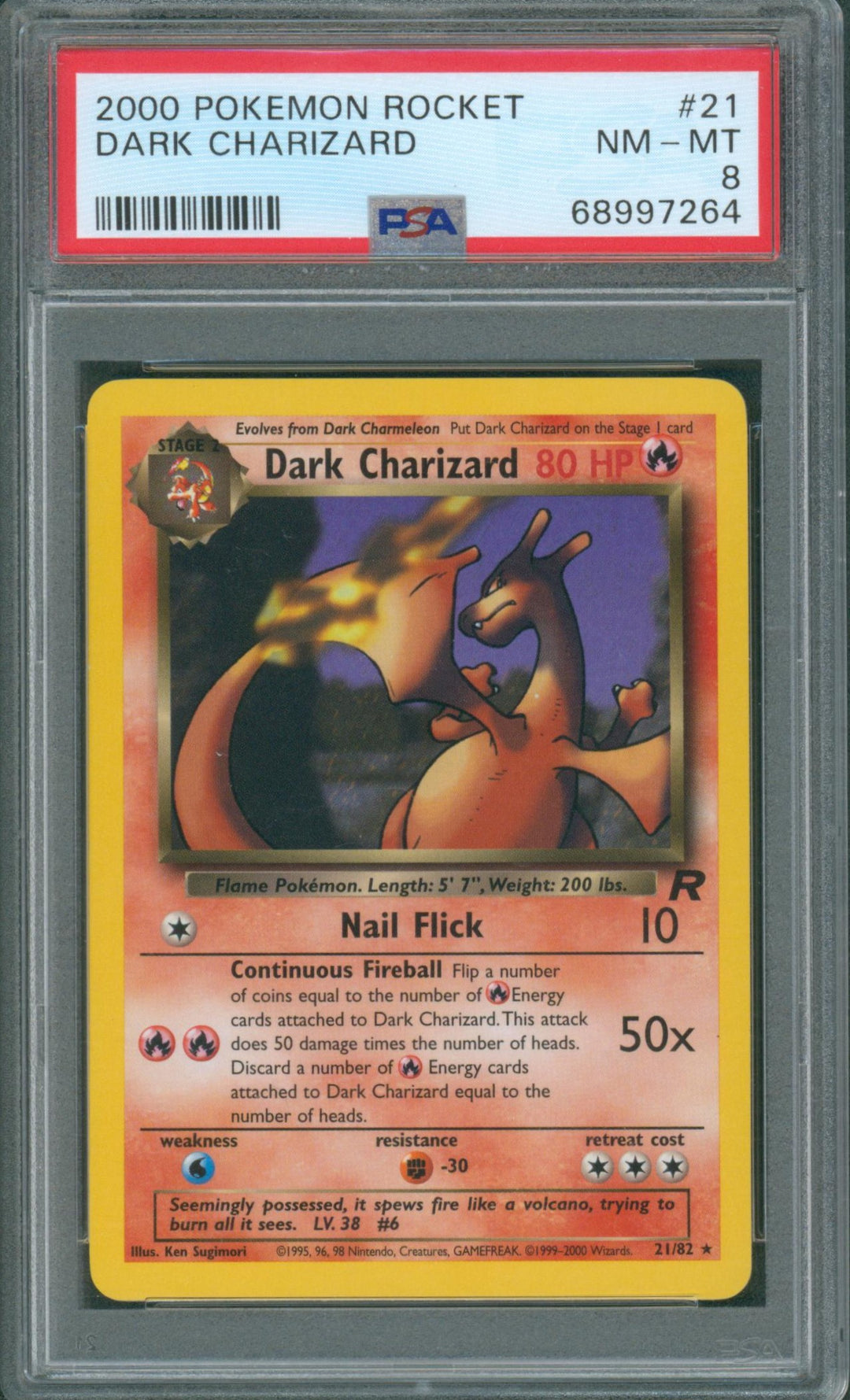 Pokemon 2000 Pokemon Rocket #21 Dark Charizard PSA 8