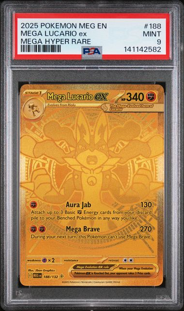 Pokemon 2025 Meg En-Mega Evolution #188 Mega Lucario Ex Mega Hyper Rare PSA 9
