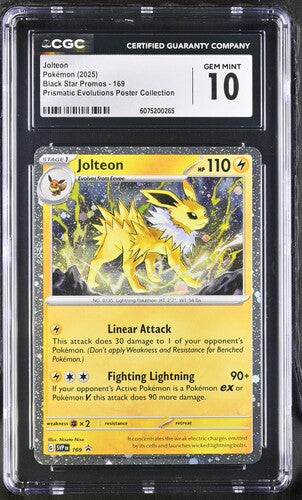 Pokemon 2025 Jolteon #169 Black Star Promos - Prismatic Evolutions Poster CGC 10