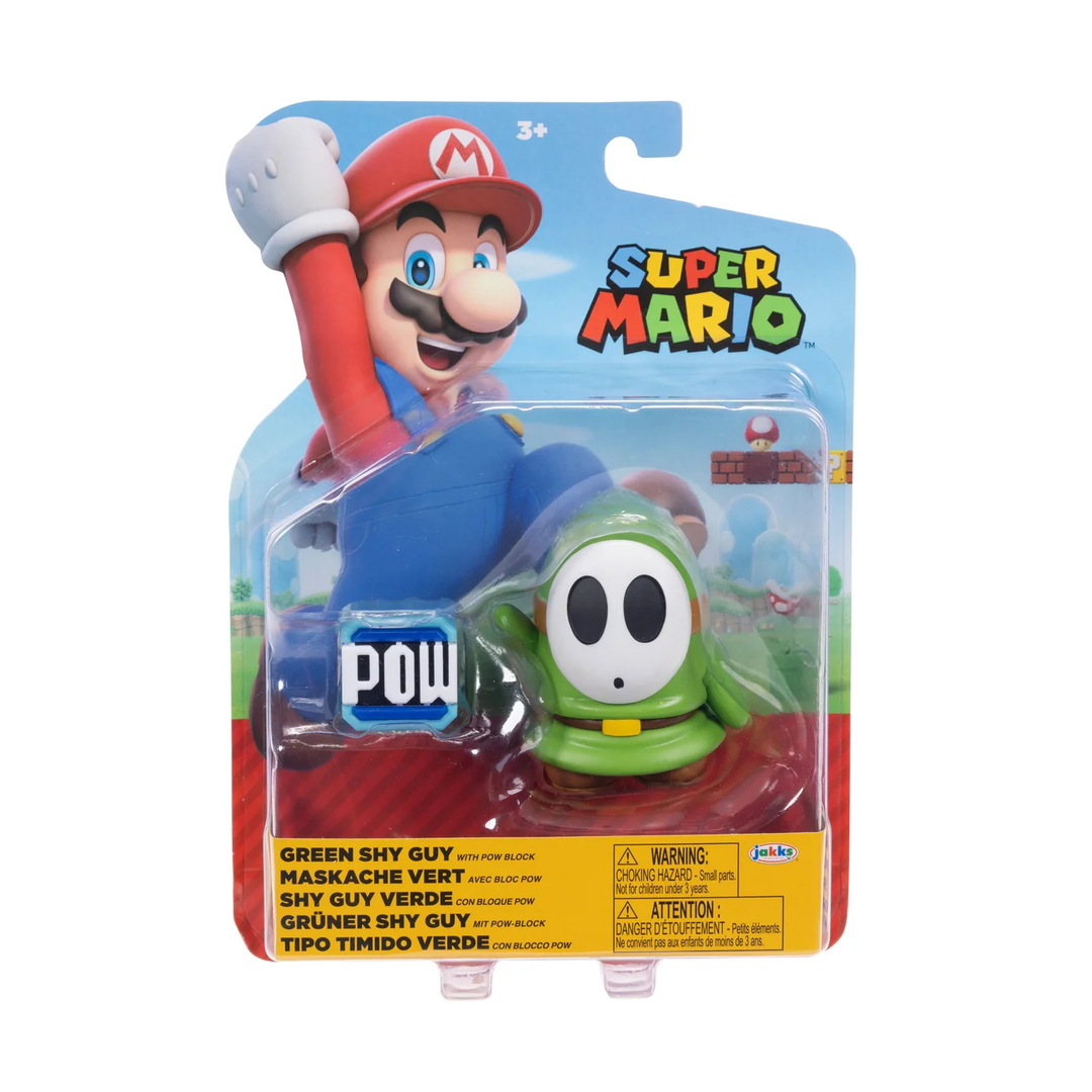 Super Mario Wave 40 Green Shy Guy w/ Pow Block 4in Figure