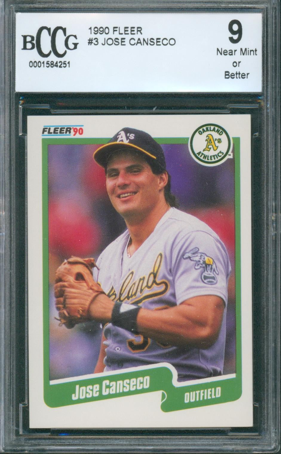 1990 Fleer Baseball Jose Canseco #3 BCCG 9