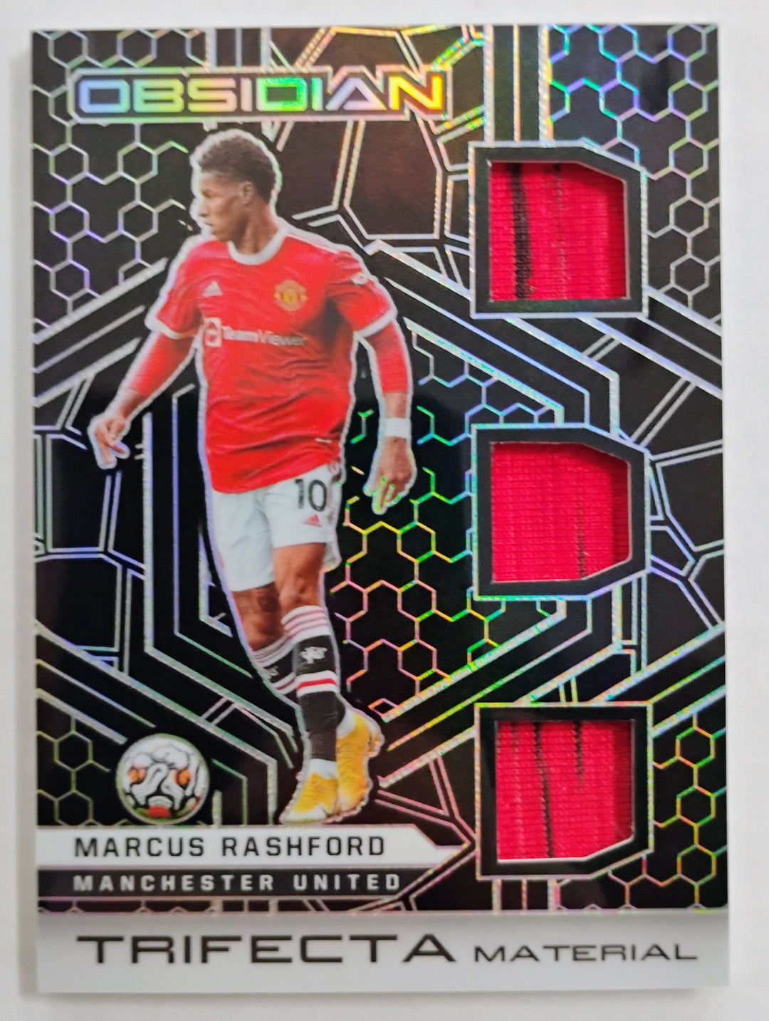 2021-22 Panini Obsidian Soccer Marcus Rashford #TM-MR Trifecta Material 010/149