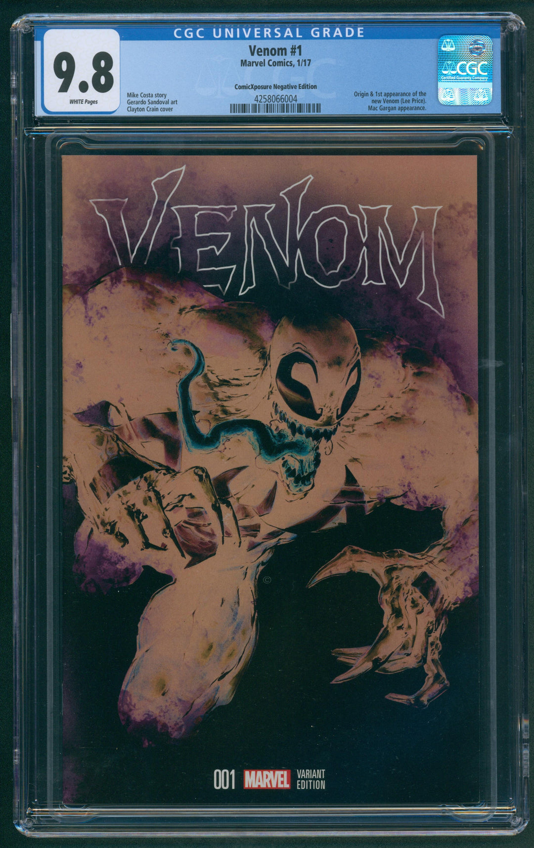 Venom #1 CGC 9.8 - ComicXposure Negative Edition