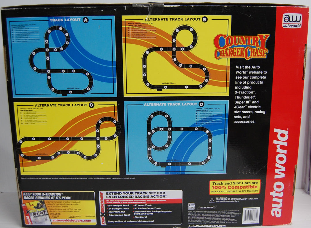 Auto World - Country Charger Chase 1:64 Electric Racing Slot Car Set SRS335 - 14ft Track