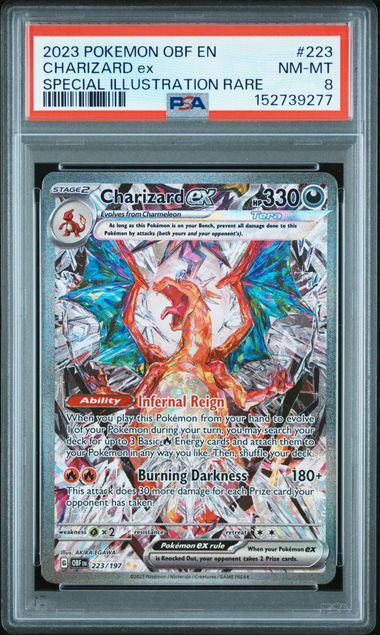 Pokemon 2023 OBF En-Obsidian Flames #223 Charizard Ex Special Illustration Rare PSA 8