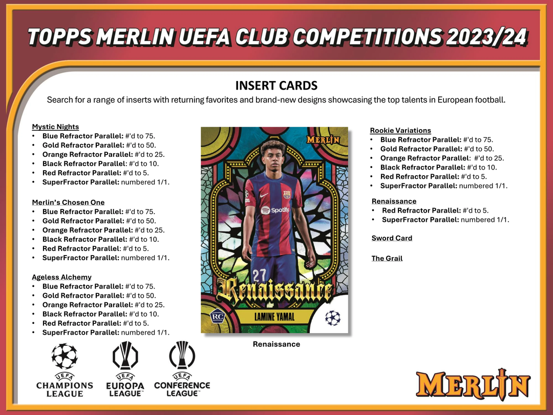 2023-2024 Topps Merlin UCC Soccer Hobby Box (18 Ct) - Presale Ships by 9/20/24