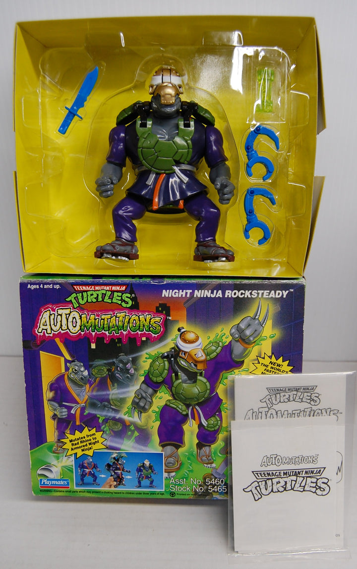 Ninja Turtles TMNT Auto Mutations - Night Ninja Rocksteady 1993 Complete