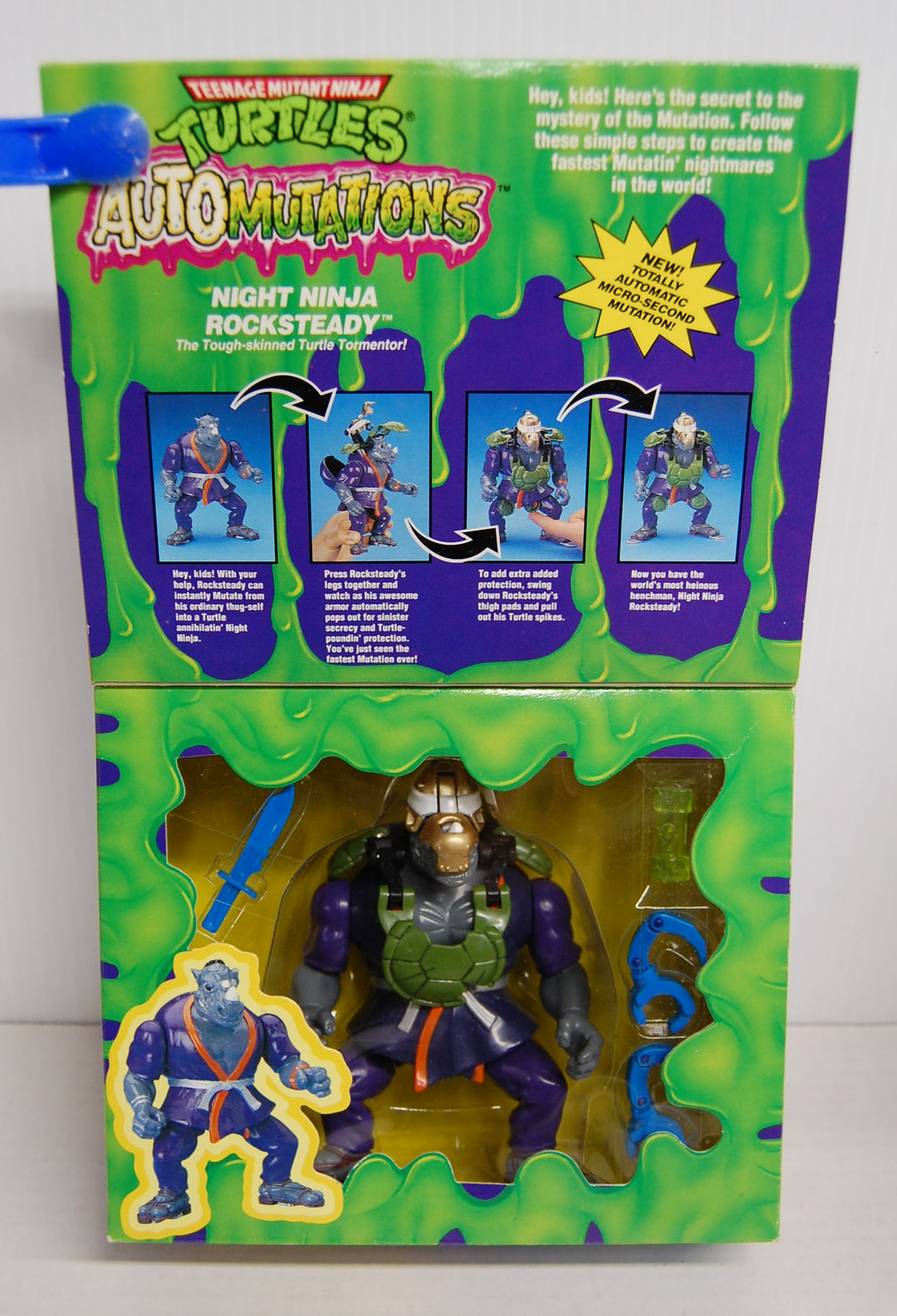 Ninja Turtles TMNT Auto Mutations - Night Ninja Rocksteady 1993 Complete