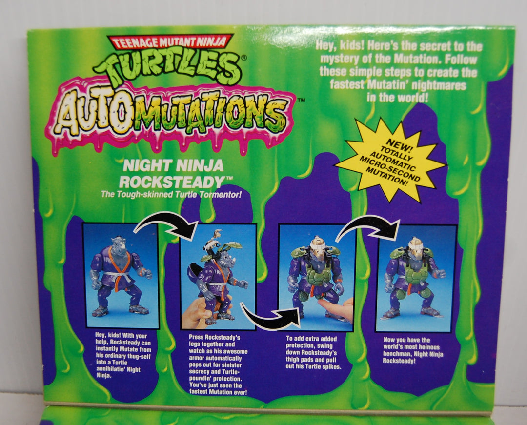 Ninja Turtles TMNT Auto Mutations - Night Ninja Rocksteady 1993 Complete