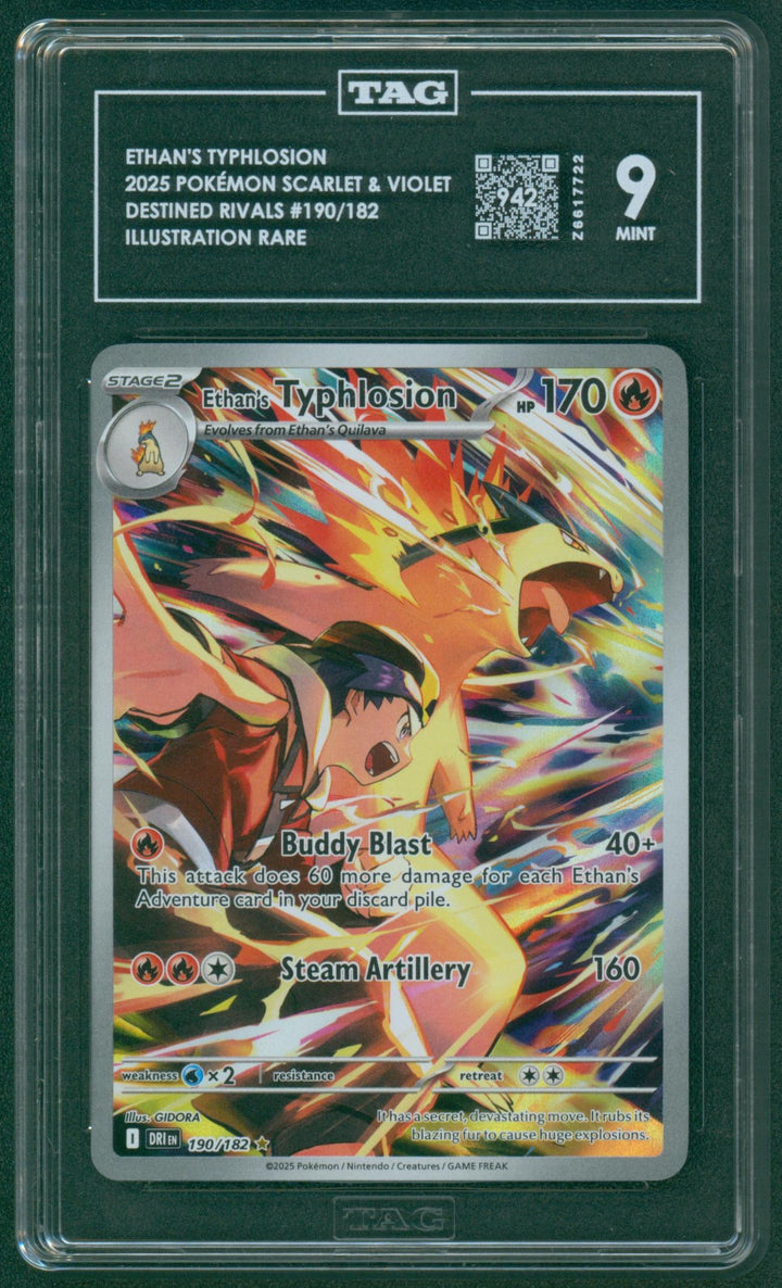 Pokemon 2025 SV Destined Rivals #190/182 Ethan's Typhlosion Illustration Rare TAG 9