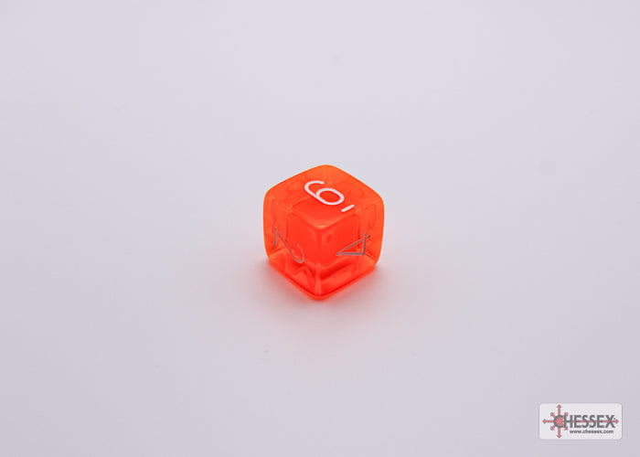 7-Die Set Translucent: Neon Orange/White w/ Bonus Die