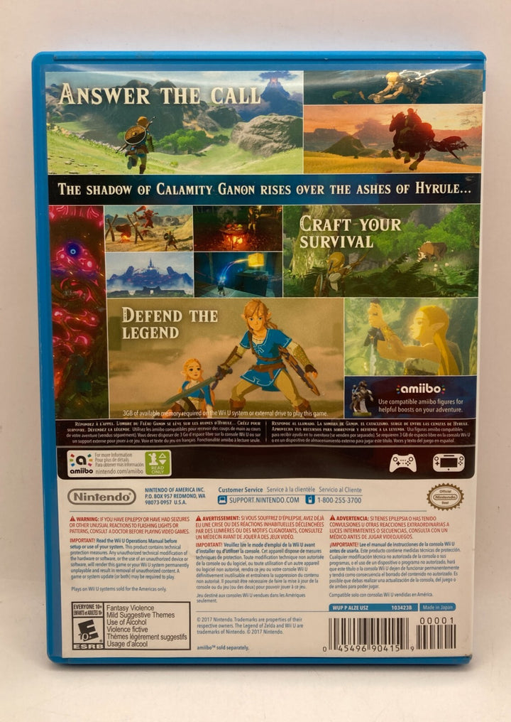 Legend of Zelda - Breath of the Wild - Nintendo Wii U Game - TESTED & WORKING