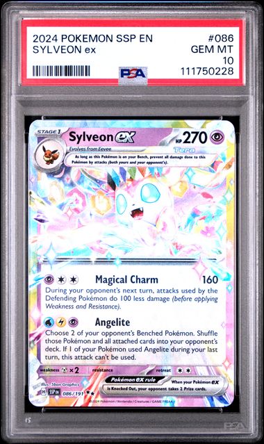 Pokemon 2024 SSP EN-Surging Sparks #086 Sylveon Ex PSA 10