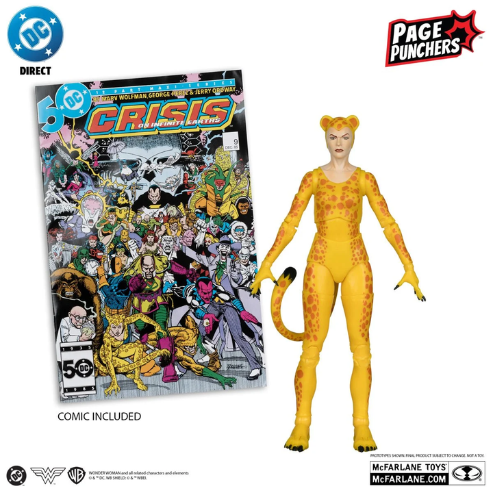 DC Direct Page Punchers Wave 10  Cheetah ( Crisis on Infinite Earths) Red Platinum 7-Inch Scale Action Figure with Comic Book