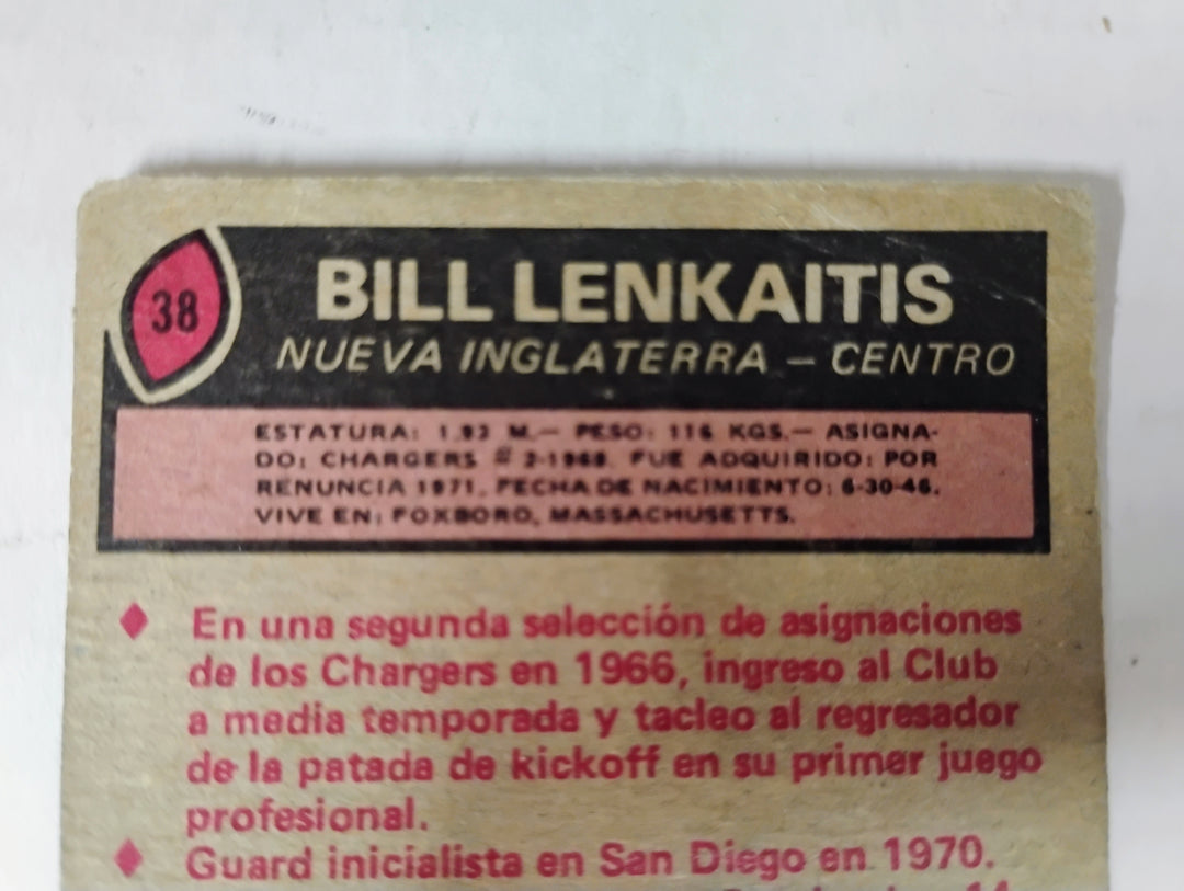 1977 Topps Mexican Football Bill Lenkaitis #38