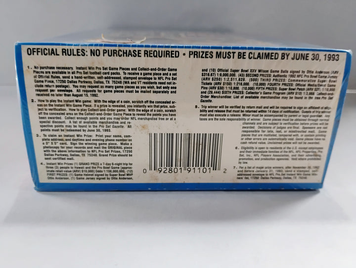 1991 Pro Set Football Series 1 Sealed Box