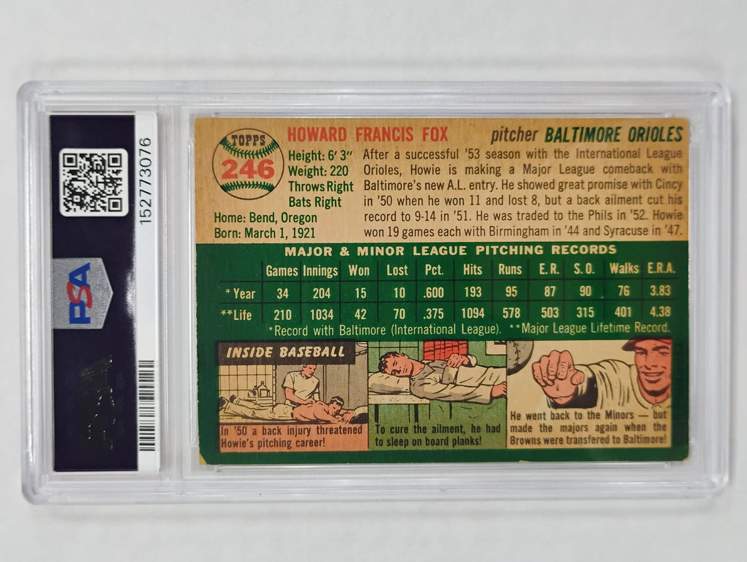 1954 Topps Baseball Howie Fox #246 PSA 3 VG