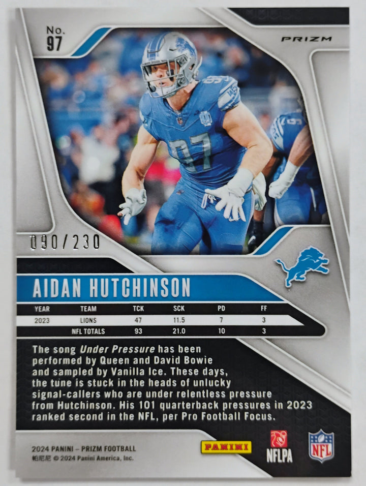 2024 Panini Prizm Foootball Aiden Hutchenson #97 Blue Wave Prizm /230