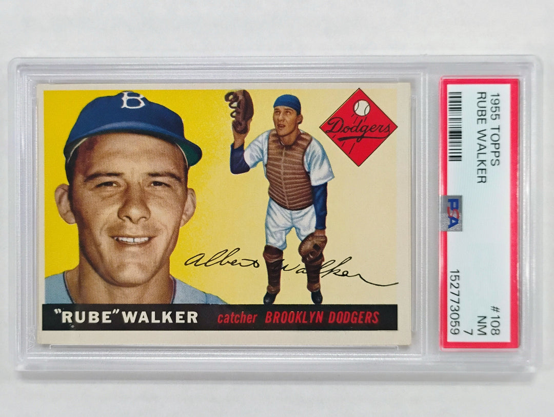 1955 Topps Baseball Rube Walker #108 PSA 7 NM