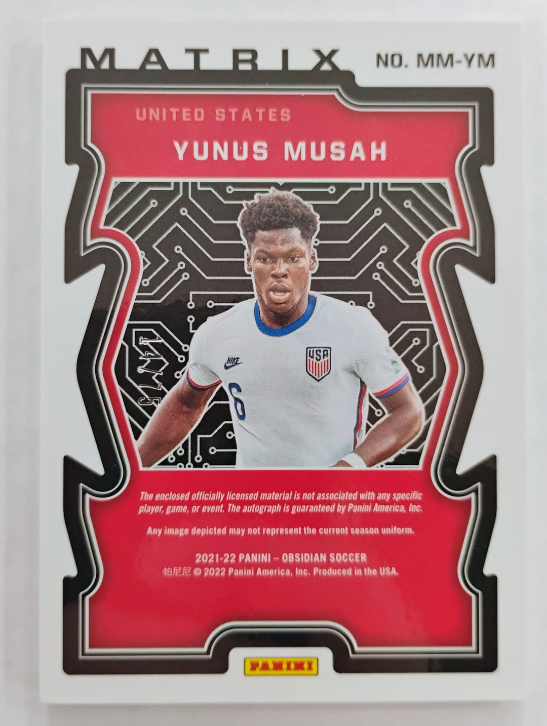 2021-22 Panini Obsidian Soccer Yunus Musah #NM-YM Matrix 14/75