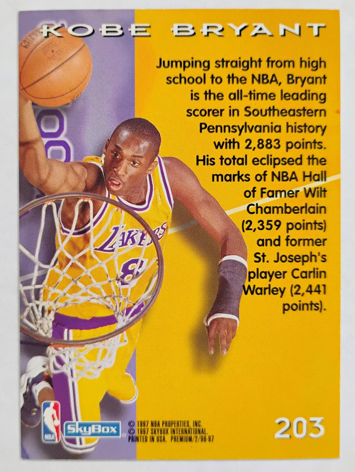 1997-98 Skybox Premium Basketball Kobe Bryant RC #203