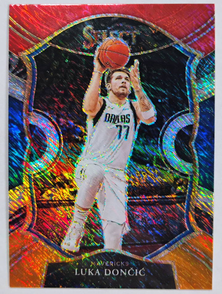 2020-21 Panini Select Basketball Luka Doncic #15 Concourse Red/Blue/Orange Shimmer Prizm