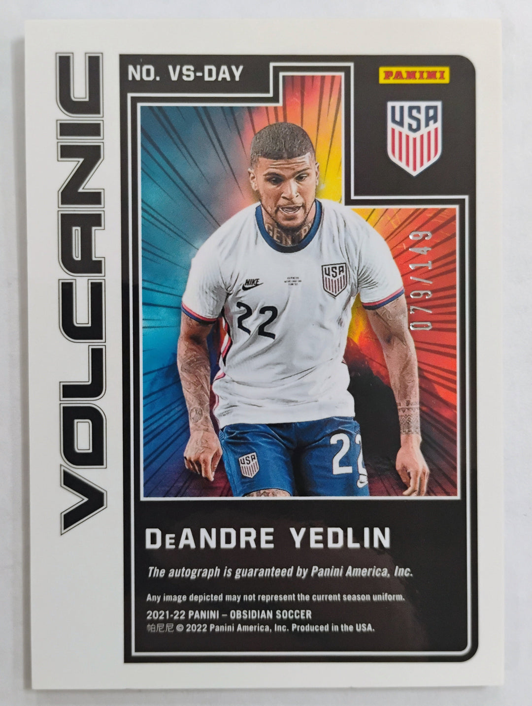 2021-22 Panini Obsidian Soccer DeAndre Yeldin #VS-DAY Volcanic 079/149