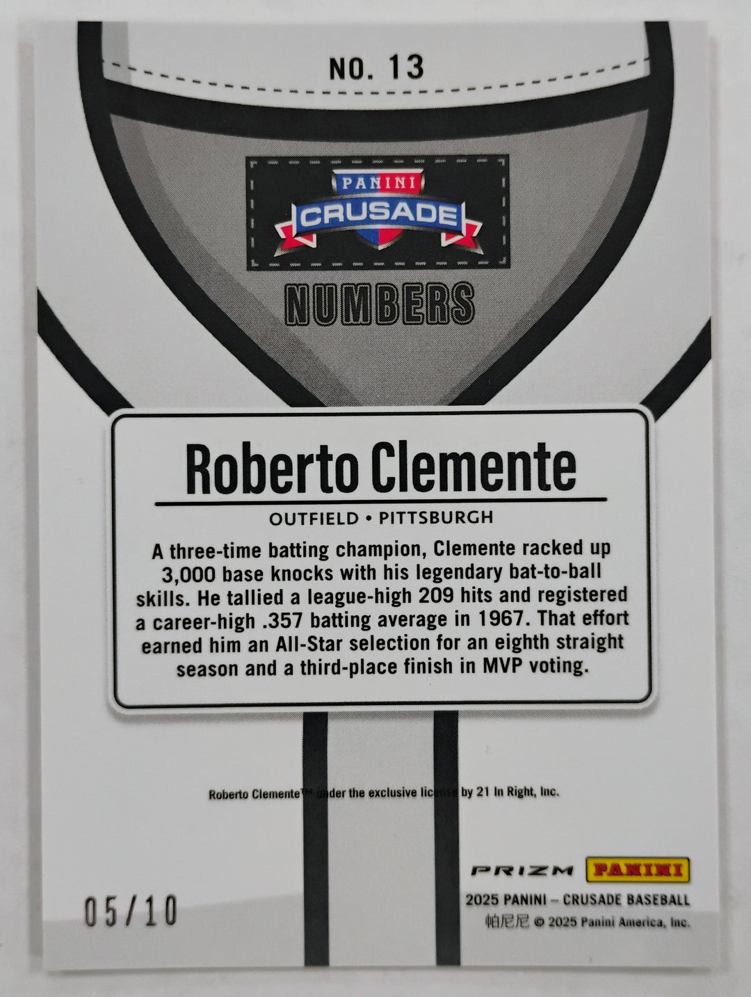 2025 Panini Crusade Baseball Roberto Clemente #13 Prizm #'d05/10