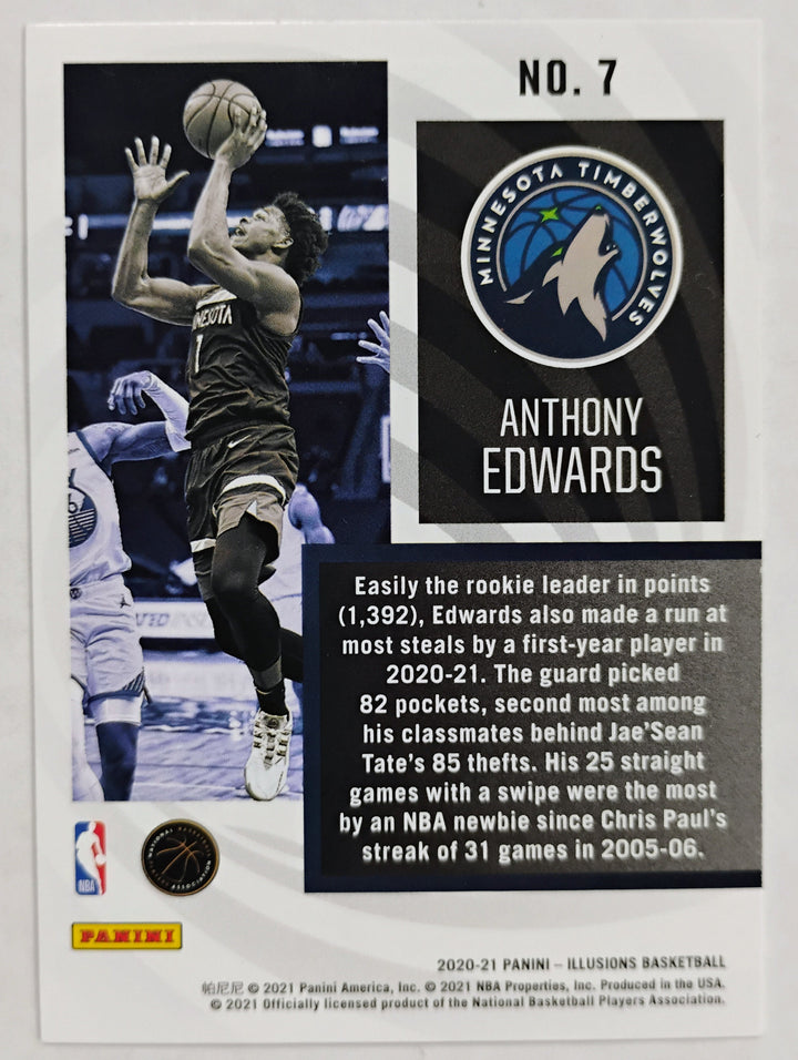 2020-21 Panini Illusions Basketball Anthony Edwards #7 Instant Impact RC