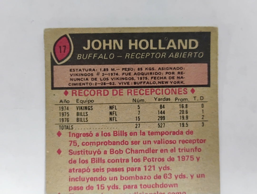 1977 Topps Mexican Football John Holland #17