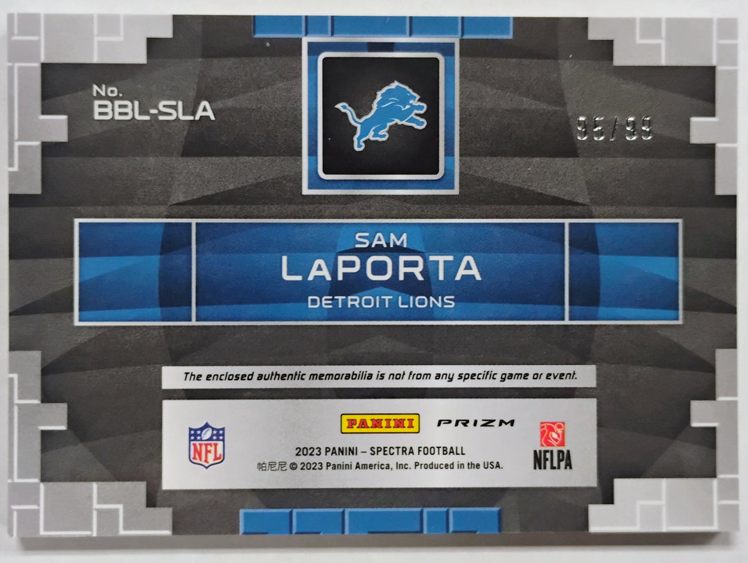 2023 Panini Football Spectra Sam Laporta #BBL-SLA Building Blocks Prizm /99