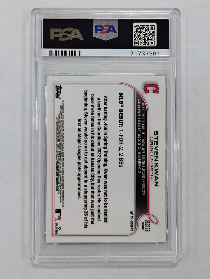 2022 Topps Chrome Update Steven Kwan #9 Pink Wave PSA 9