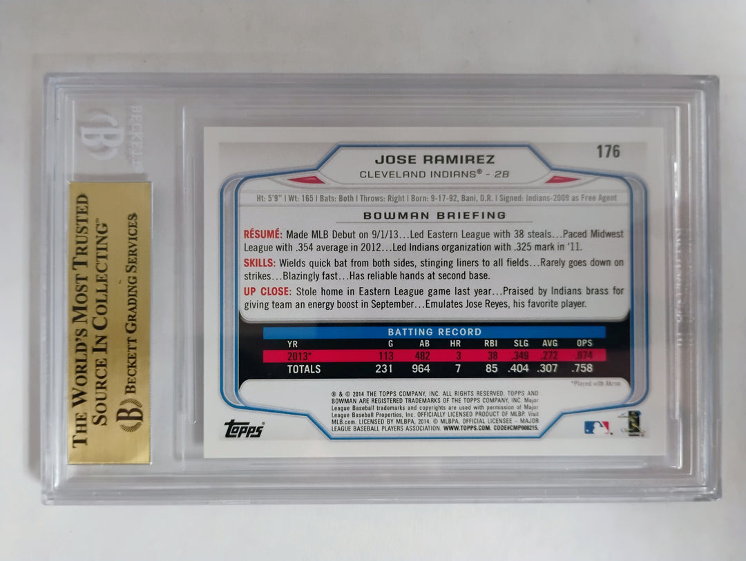 2014 Bowman Baseball Jose Ramirez Rookie BGS9.5