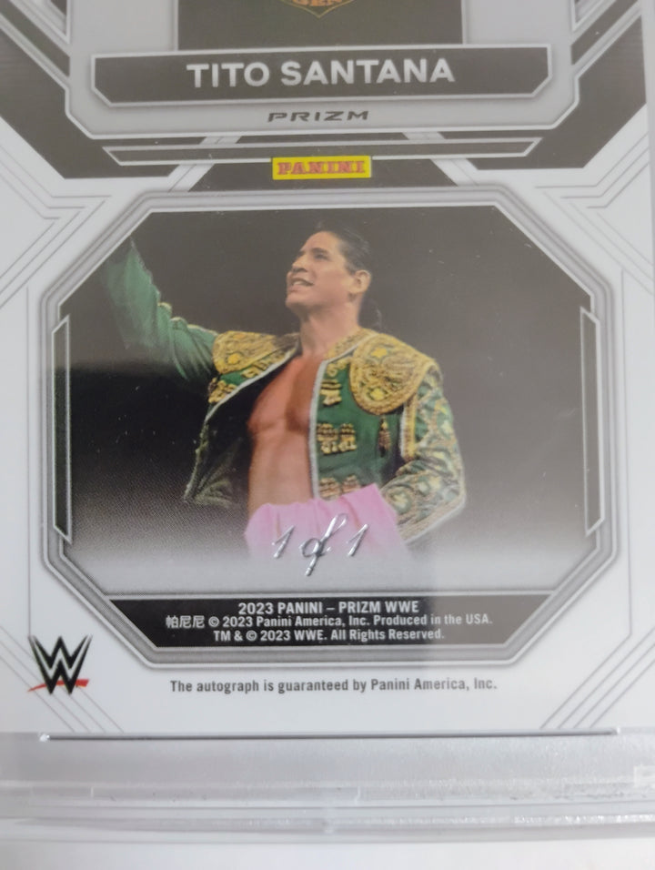 2023 Prizm WWE Wrestling Tito Santana Sensational Signiture Black Prizm 1/1 PSA GEM Mint 10