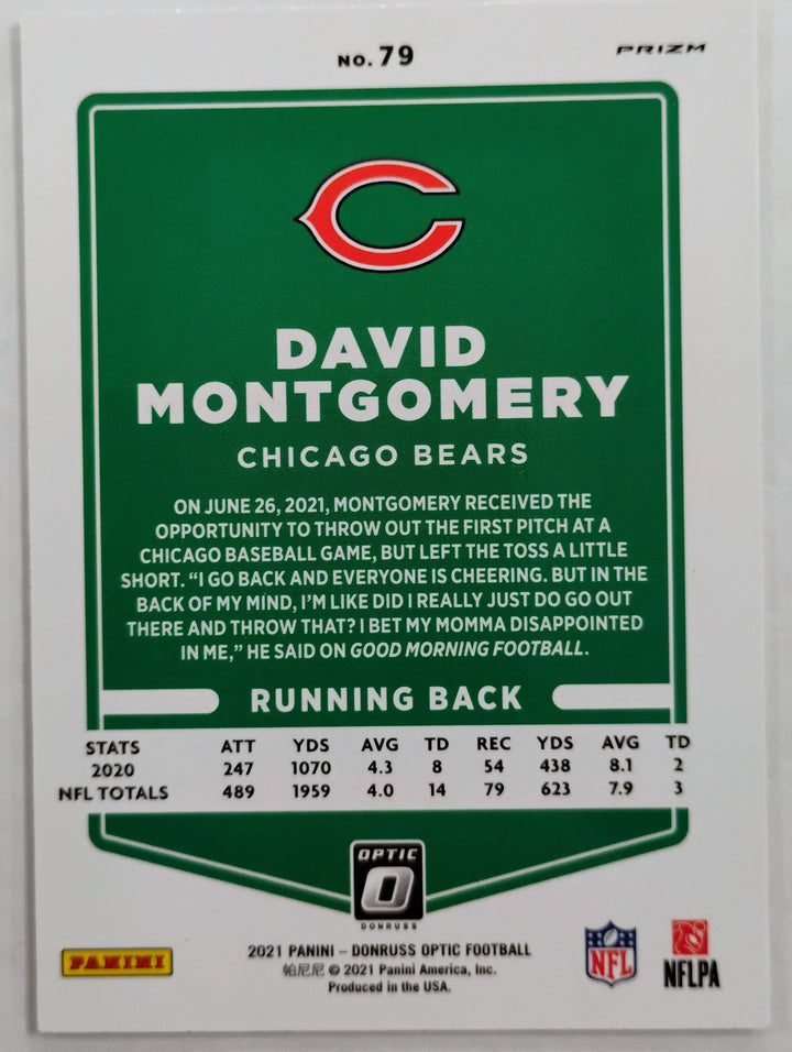 2021 Panini Donruss Optic Football David Montgomery #79 Prizm 100 Emoji SSP