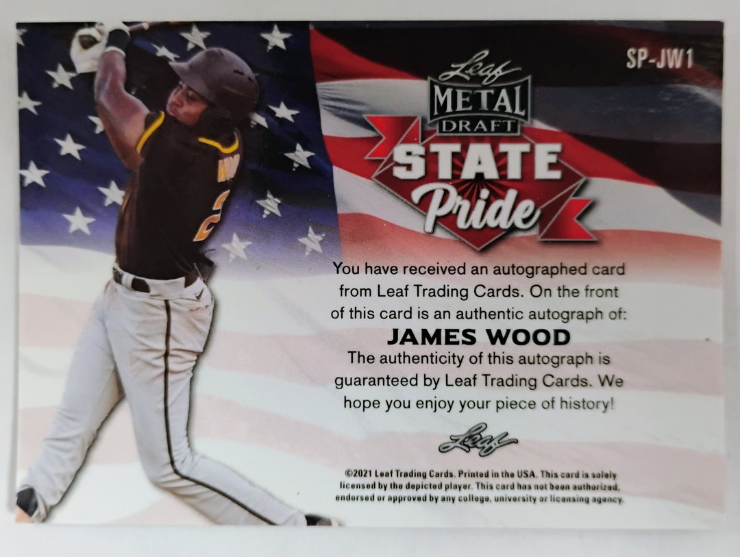 2021 Leaf Metal Draft Baseball State Pride James Wood #SP-JW1 Silver Wave