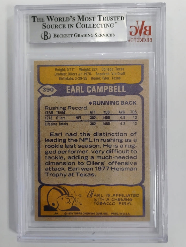 1979 Topps Football Earl Campbell RC #390 BVG 9