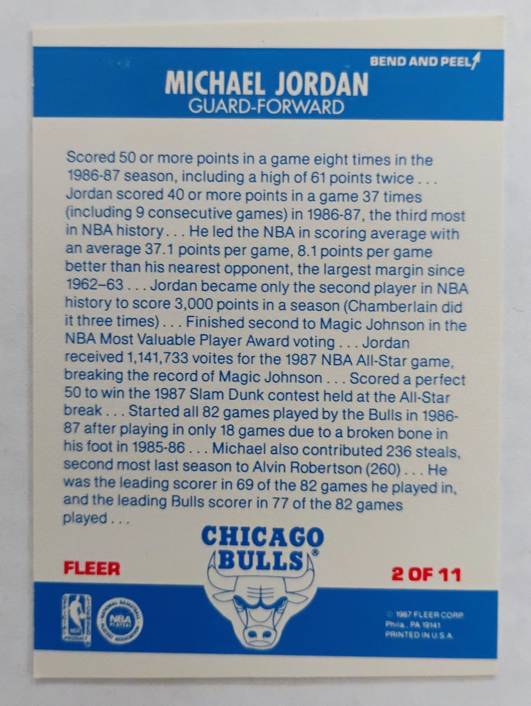 1987-88 Fleer Basketball Sticker Michael Jordan #2