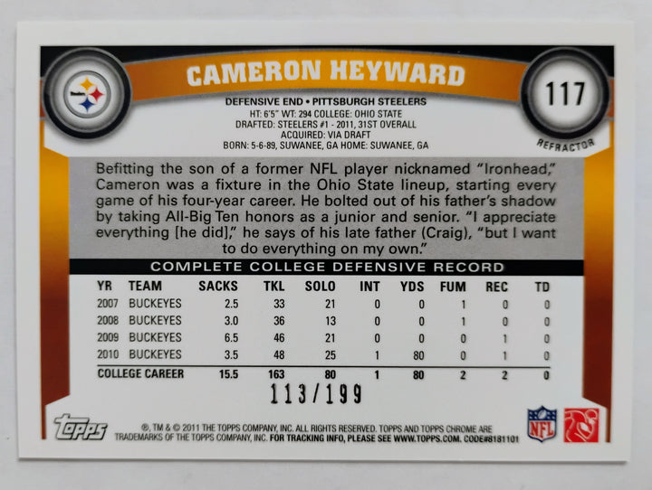 2010-11 Topps Chrome Football Cameron Heyward RC #117 Refractor