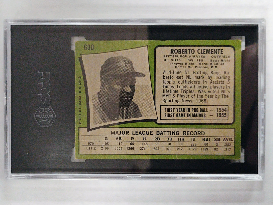 1971 Topps Baseball Roberto Clemente #630 SGC 3 VG