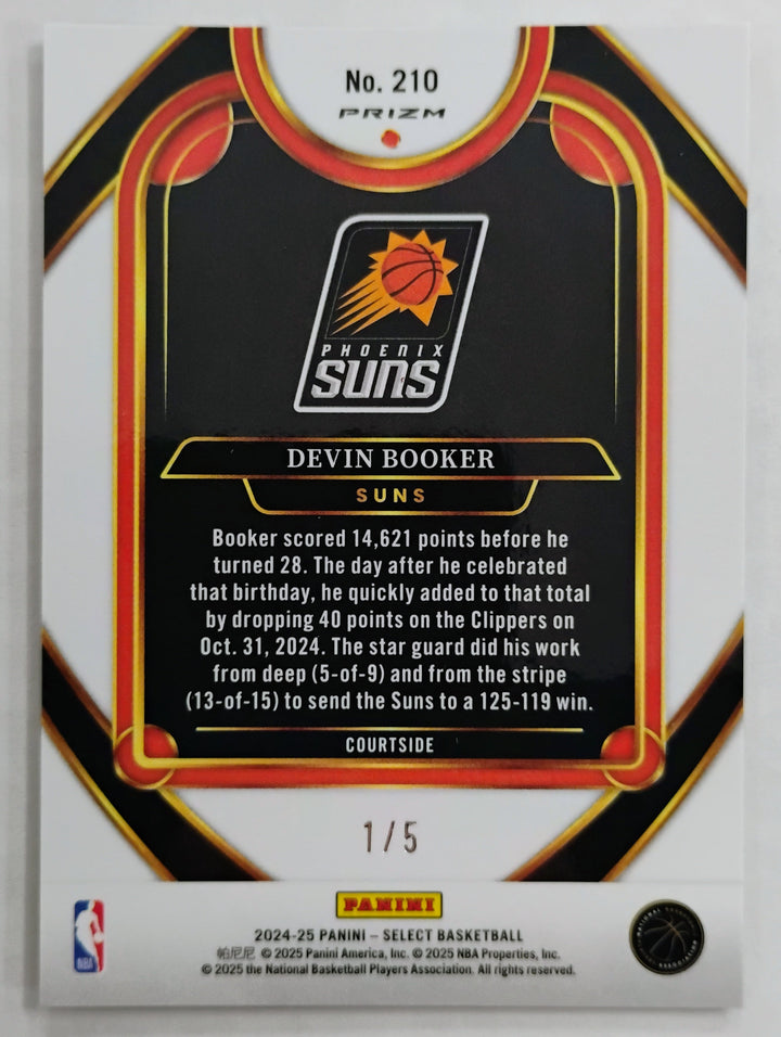 2024-25 Panini Select Basketball Devin Booker #210 Courtside Green Prizm 1/5